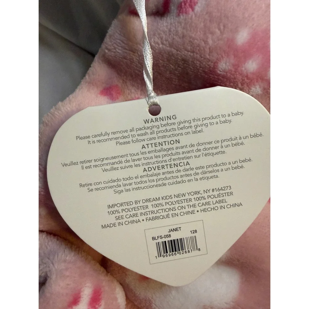 Dream Kids Pink Butterfly Plush Baby Blanket Soft Fleece 30x40 BLFS-058 NEW